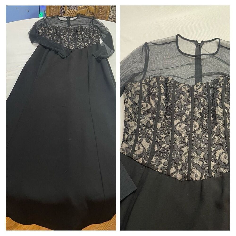 LKL By Lawrence Kurtz Black Lace Dress Size Medium Large See Measurements